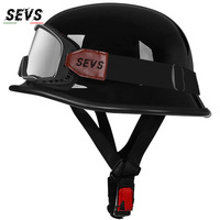 Casque de moto rétro vintage de style allemand, demi-casque ABS, chopper, homologué DOT/ECE, avec lunettes vintage surdimensionnées