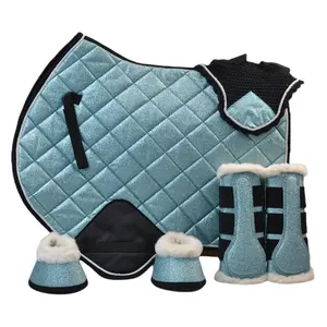 Wholesale Equestrian Supplier Stunning Glitter Horse Saddle Pads Matching Boot Sets Horse Racing GP Jumping Saddle Pad