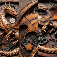 Vente en gros usine Puzzle mural en bois de tilleul 5mm, motif dragon, découpé au laser, finition vernie antique, relief 3D, animal caché, OEM ODM