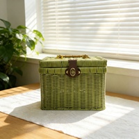 Boîte de rangement rectangulaire en PP vert, style rotin tressé, pour cadeaux de mariage, rangement de collations à domicile, cadeau du Festival du Dragon