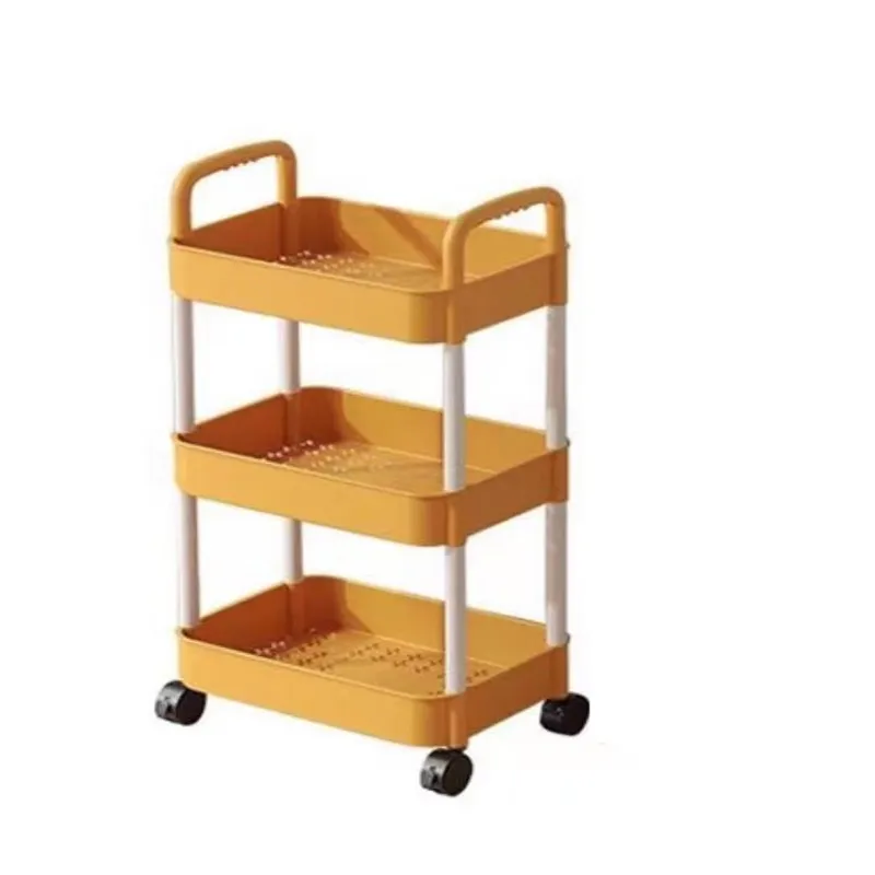 Groothandel 3-Tier Multi-Functionele Opslag Trolley Verplaatsbare Opslag Organizer Kunststof Rollende Utility Kar Met Handgreep Wielen