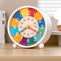 Jam Alarm Pembelajaran Dini Anak-anak Dial Warna-warni dengan Lampu Malam Tampilan 12 & 24 Jam Pengatur Waktu Bangun Jam Alarm Anak Portabel