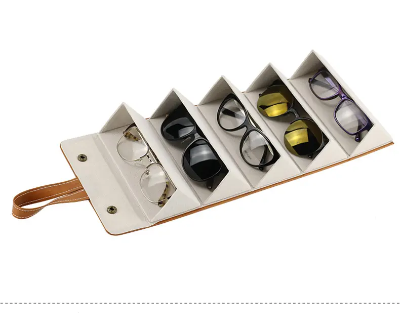 レンズディスプレイボックス5スロット眼鏡サングラスオーガナイザー収納ボックスディスプレイ複数のメガネケース、サングラスディスプレイ/