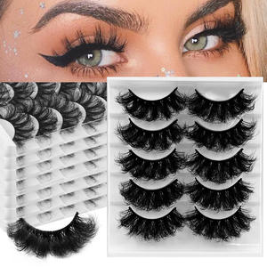 Handmade Deep Wave False Eyelashes <b>Plastic</b> Cotton Band Full <b>Strip</b> Natural Lashes Per Tray Wholesale Reusable Eyelashes Vendor - Product Image 1