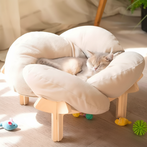 Großräumiges Modernes Klassisches Holz-Schwamm-Katzenhaus Tragbare Gemütliche Katzenhöhle für Mehrere Katzen - Product Image 1