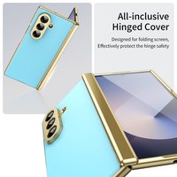 Étui de téléphone mat AG de luxe avec bordure dorée pour Samsung Z Fold 8 Ultra 8 7 6 5 4 3 avec protection de charnière et verre de protection d'écran
