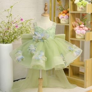 Abito da Principessa per Compleanno <span class=keywords><strong>Bambina</strong></span>, Vestito da Festa per Bambine, Abito da Presentatrice per <span class=keywords><strong>Bambina</strong></span>, Outfit per Esibizione di Pianoforte, Abito Solido Lavorato all'<span class=keywords><strong>Uncinetto</strong></span> - Product Image 6