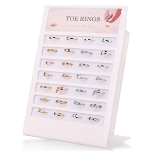 <span class=keywords><strong>Set</strong></span> di 28 <span class=keywords><strong>anelli</strong></span> da piede con scatola espositiva, placcati oro 18K, <span class=keywords><strong>anelli</strong></span> aperti <span class=keywords><strong>regolabili</strong></span> per donna, gioielli estivi per i piedi, pronti per la vendita al dettaglio - Product Image 1