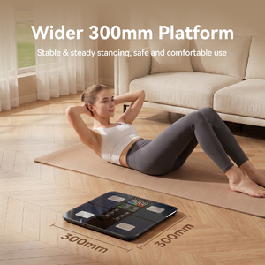 Bilancia pesapersone intelligente Yolanda 300mm con piattaforma grande, misurazione precisa di <span class=keywords><strong>25</strong></span> parametri corporei, per uso domestico e bagno. - Product Image 4
