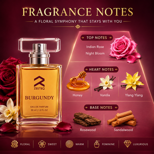 Parfum Zesteq Bourgogne pour Femme 30 ml Eau de Parfum Liquide Longue Durée Rose Miel Vanille Floral Élégant Usage Quotidien Coffret Cadeau - Product Image 6