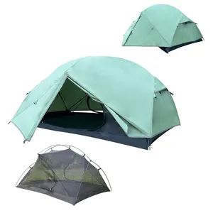 Usine Nouveau Personalizar 2 personnes Facile a Configurer Camping En Plein Air Double Couche Dome Vert Tente Camp