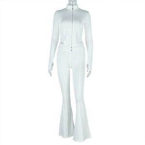 Nueva Ropa de Mujer para Primavera 2026, Conjunto de 2 Piezas a la Moda con Top con Cierre y Pantalones Acampanados, Atuendos Casuales, Ropa de Mujer - Product Image 2