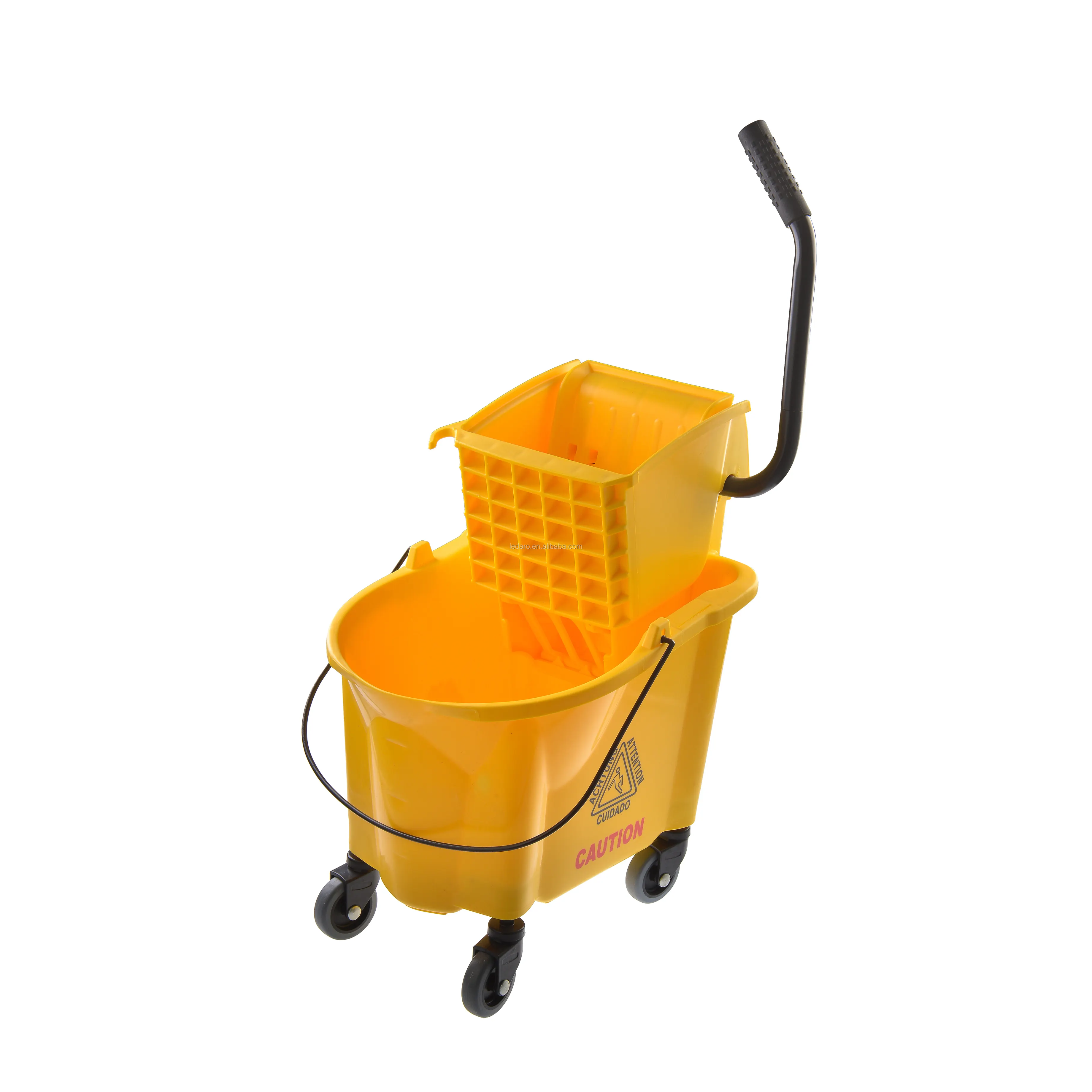 Commercial Industrial Grade PP Mop Bucket Wringer Combo Side Press Combo High-Performance Mopping System、28-Quart Capacity