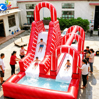 Toboggan aquatique gonflable tropical pour jardin, qualité commerciale, en PVC, pour locations de fêtes, toboggans aquatiques gonflables pour adultes