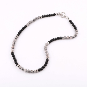 Fecho de pedra natural, fabricação direta de fábrica, pedra de olho de tigre, fosca, oníx, hematita, fecho de aço inoxidável personalizado, colar de homens - Product Image 5