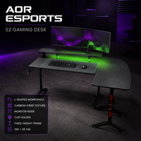 Table de jeu AOR réglable en hauteur, surface en fibre de carbone, structure métallique avec rangement, montage facile, durable, en forme de L, vente en gros d'usine