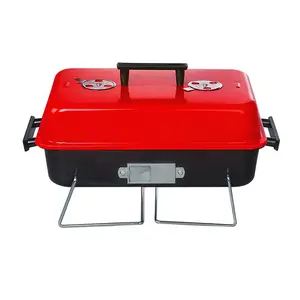 HQHG6-01 Hongqiang kırmızı Hamburger fırın kolu ile destek standı basit açık kömür BARBEKÜ ızgara