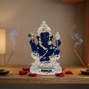 Handcrafted Silver Plated Lord Ganesha Idol Stainless Steel <b>Religious</b> <b>Statue</b> for Home Temple Decor Wedding Gift and Daily Pooja - Product Image 5