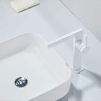 Robinet de lavabo monocommande en laiton massif finition chromée de haute qualité, design moderne, à poser sur le comptoir, monotrou