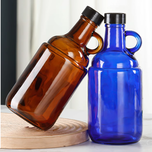 Botella de Vidrio Vacía para Vino, Color Negro, Azul, Ámbar, Esmerilado, Estilo California, 1000 ml, Jarra de Vidrio para Elaboración Casera de Alcohol, Vino de Cereza, con Asa - Product Image 5