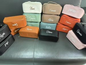 Borsa per il Trucco in Pelle Personalizzata con Ricamo - Grande Capacità, Resistente all'Acqua, Regalo per Damigelle e <span class=keywords><strong>Natale</strong></span>, per Uso in Viaggio - Product Image 2