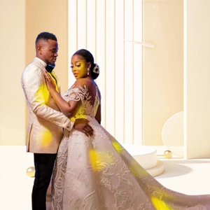 Nouvelle Robe de Mariée Sirène Africaine 2023, Coupe Ajustée, Manches Longues, Dentelle Couleur Chair, Col Rond, avec Liens, Robe de Mariée Nuptiale - Product Image 3