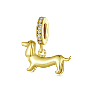 Breloque Teckel Plaqué Argent avec Strass en Cristal, Pendentif Animal pour Bijoux Cadeau Unisexe - Product Image 2