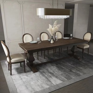 Tavolo da Pranzo con Basamento in Legno di Grande Successo Stile Rustico in Legno Massello Bianco per <span class=keywords><strong>Cucina</strong></span> e Sala da Pranzo Stile Industriale Country - Product Image 4