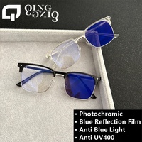 Lunettes photochromiques premium pour homme, anti-lumière bleue pour écran d'ordinateur, anti-reflets, intérieur/extérieur.