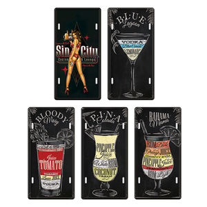 Letrero Metálico Vintage con Receta de Cóctel, Jugo de Piña, Ron Blanco, Crema de Coco, Decoración Retro para Pared de Bar, Pub o Cocina - Product Image 1