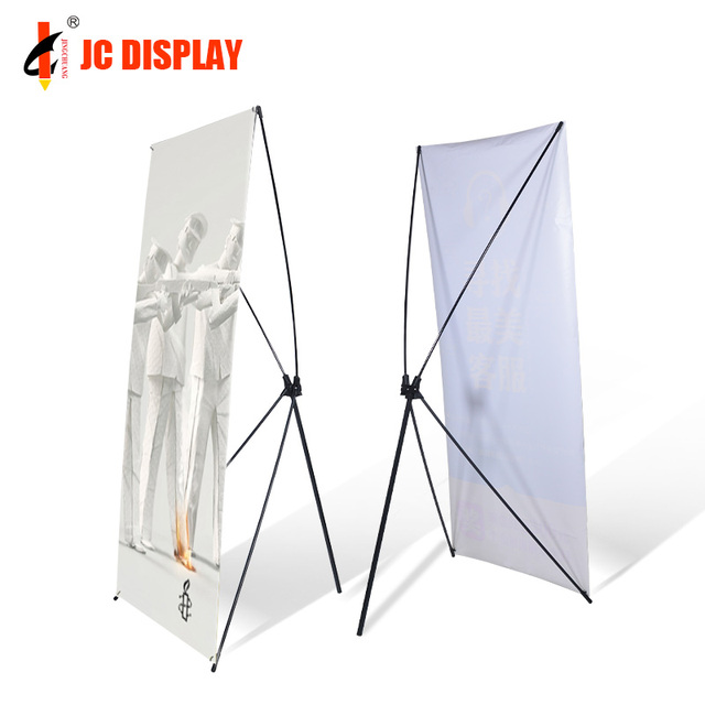 Adjustable Height X Banner Stand-3ft to 6ft Telescopic Pole Sand-Weighted Base Weatherproof Impact-Resistant Indoor/Outdoor Use