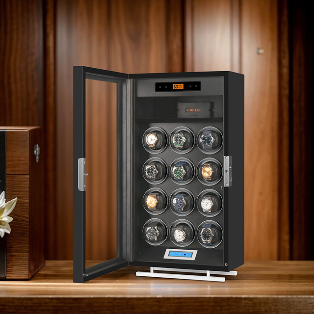 Automatic Luxury Watch Winder Box Wood 12-Slot High Quality Customizable Drawer Touch Screen Recycled Dustproof Cabinet