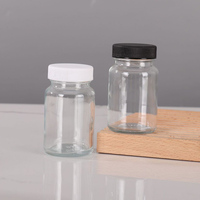 Bocaux en verre transparent à large ouverture vides de 60cc, 75cc, 100cc pour pilules, compléments alimentaires, vitamines, avec couvercle à vis en plastique, emballages de capsules en verre