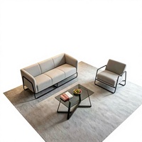 Ensemble de fauteuils de détente modernes à cadre métallique, forme carrée, revêtement en tissu, pour bureau, appartement ou hôtel