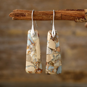 Natural Stone Drop Earrings Women's Fashion Jewelry Bohemian Style <b>Light</b> Luxury Teardrop Shape Earring For Everyday Wear - Product Image 3
