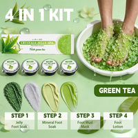 Kit Spa Gelée Cristalline 4 Étapes au Thé Vert Frais – Ensemble Pédicure et Spa des Pieds Personnalisé OEM Luxe pour Fournitures de Salon de Manucure et Pédicure