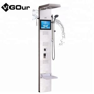 Système de douche mural en acier inoxydable poli avec mitigeur de douche à effet pluie et cartouche céramique pour usage hôtelier - Product Image 5