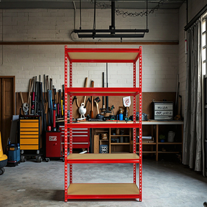 יחידת מדפים לאחסון במוסך, מתכת כבדה, 5 קומות, תמיכה בחבילות, גימור צבוע באבקה, אורך 2000 מ\\\"מ, חיבור חשמלי - Product Image 4