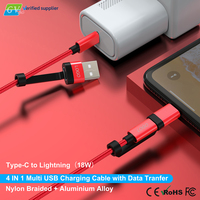 Câble de charge rapide 4-en-1 60W PD, cœur en cuivre pur, gaine en nylon tressé, gaine en alliage d'aluminium, USB-C vers Type-C, câble de charge 3A