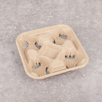 Bocai Plateau empilable jetable en pulpe pour 1/2/4 gobelets, porte-gobelets durables à emporter, support pour gobelets en papier pour livraison
