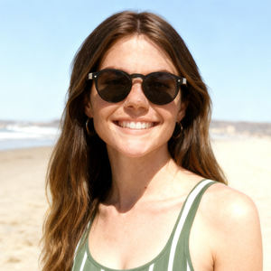 Occhiali <span class=keywords><strong>da</strong></span> Sole Artigianali Monoblocco con Aste in Legno Naturale, <span class=keywords><strong>Lenti</strong></span> Polarizzate TAC e Protezione UV/Antiriflesso - Product Image 3