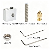 Kit Hotend 7 pièces pour imprimante 3D : Bloc chauffant MK8, Tube de 1,75 mm, Buse d'extrusion de 0,4 mm, Têtes d'impression, Blocs chauffants M6 - Pièces d'imprimante 3D, Kit DIY