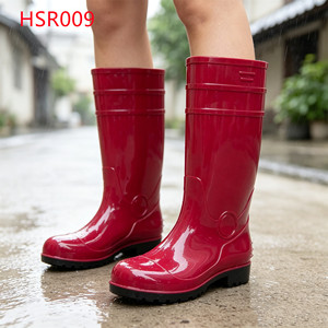 Lxg HSR009บูตลุย<span class=keywords><strong>น้ำ</strong></span>ใน<span class=keywords><strong>สวน</strong></span>ล้างได้ทันทีเหนือข้อเท้ารองเท้าบูทกันฝนสีชมพูแดงแฟชั่น - Product Image 1