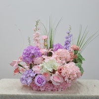 Arrangements floraux artificiels pour mariage rose, violet et blanc, ensemble de fleurs d'hortensia artificielles pour la décoration de la scène de mariage et la décoration de table