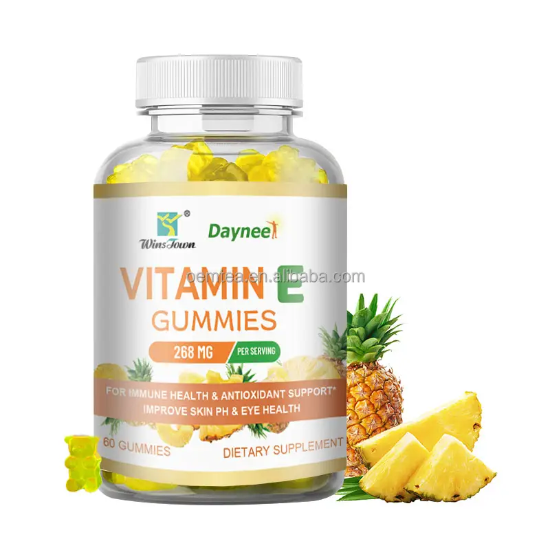 Fabrika özel etiket vitamini VE takviyeleri ayı Vegan VE E vitamini Gummies E vitamini akne Anti-aging beyazlatma dökün la şeker