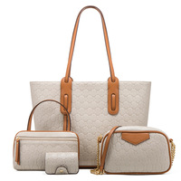 ALF0002 Sac à Main Designer pour Femmes en PU, Ensemble de 4 Pièces, Fermeture Éclair, Motif Logo, Sac Élégant pour Dames, Fournisseur ODM, Prix Bas
