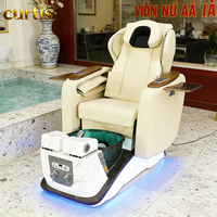 Fauteuil de pédicure spa luxueux pour salon de manucure, avec système de jets magnétiques sans tuyau, lampe LED 7 couleurs et vibration réglable