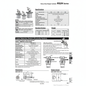 Cylindre d'arrêt RS2H50-30BL-DR SMC Pneumatics Heavy Duty - Product Image 1