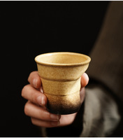Tasse à café en céramique de 90 ml au design antique, émaillée au four, de forme irrégulière / Tasse à expresso en terre cuite / Tasse à latte en grès brut