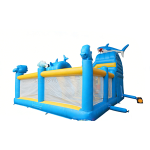 Castillo Inflable con Tobogán Doble y Pista <span class=keywords><strong>de</strong></span> Obstáculos Lilytoys Shark Ocean, Jumper <span class=keywords><strong>de</strong></span> PVC Comercial con Certificación CE - Product Image 3